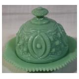 Jadite covered butter dish