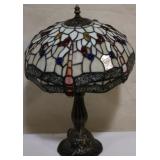 Whtie dragonfly stained glass lamp