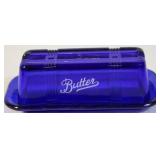 Cobalt butter dish