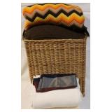 Group of linens with basket
