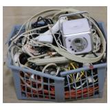 Basket full of electrical cords and wire