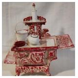 Cast iron red white stove sample