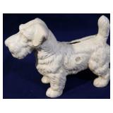 Cast iron whtie scotty dog bank
