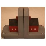 Pair hand painted Wood Bookends