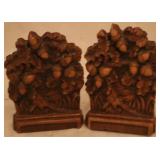 Pair of wood carved bookends