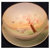 Hand Painted Nippon Footed Bowl with Underplate
