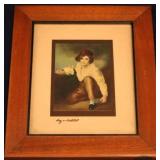 Antique framed boy with bunny print