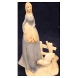 Vintage Porcelain lady with chicken Figurine