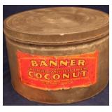 Antique Banner Coconut Tin