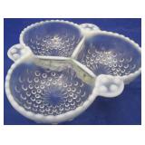Opalescent Hobnail divided Dish
