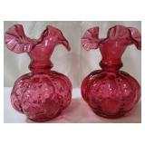 Pair of Cranberry Vases