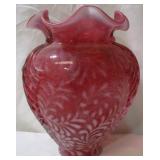 Cranberry Opalescent Vase