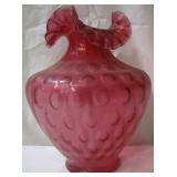 Cranberry Coin Dot Vase