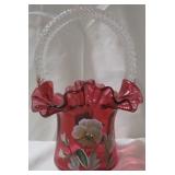 Cranberry Fenton Basket