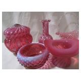 Group of Cranberry Glass - 5 pieces