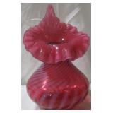 Fenton Cranberry Glass Swirl Jack in the Pulpit