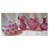 4 piece Cranberry Glass Items