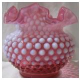 Hobnail Cranberry Opalescent Vase
