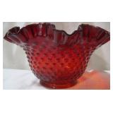 Red Hobnail Bowl