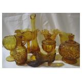 9-piece Group of Amber Glass