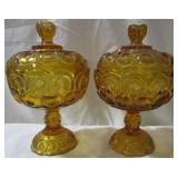 2 Amber Candy Dishes