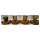 Set of 4 Amber Candle Holders