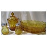 Set of Amber Fostoria Coin Dot Glass