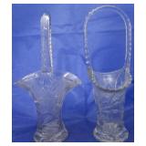 Pair of Pressed & Etched Glass Baskets