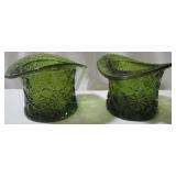 Pair of green Glass Hats