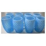 8 Pieces Blue Hobnail Glasses