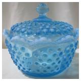 Fenton Blue Hobnail Candy Dish