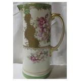 Hand Painted Nippon Pitcher - Green Trim