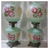 Pair of Gone with the Wind Lamps - Green