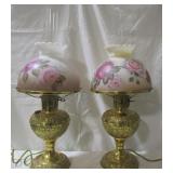Pair of Lamps - Pink Roses - B&H Base