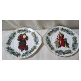 Staffordshire England Santa Plates - Pair