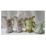 4 Hand Painted Mini Pitchers