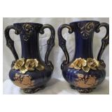 Pair of Blue/Gold Vases