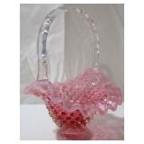 Fenton hobnail ruffled edge small basket