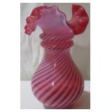 Fenton Swirl Ruffled edge small vase