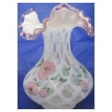 Hand painted Fenton  vase - signed