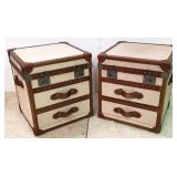 Pair Lazzaro leather trim lift top trunk style