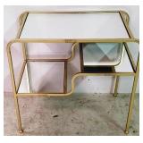 Mirrored accent table in gold finish