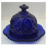 Cobalt Blue Glass Butter Dish