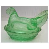 Green Glass Hen on a Nest