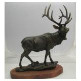 Elk Statue w/wooden Base