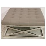 Lazzaro Leather ottoman with chrome legs