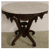 Victorian oval marble top table