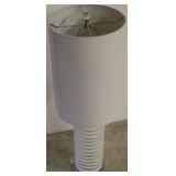 Carved White Cylinder Table Lamp