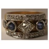 Mens Diamond and Sapphire ring size 10 14K gold