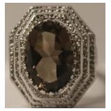 10k Gold Smoky Quartz Ring sz 6.5